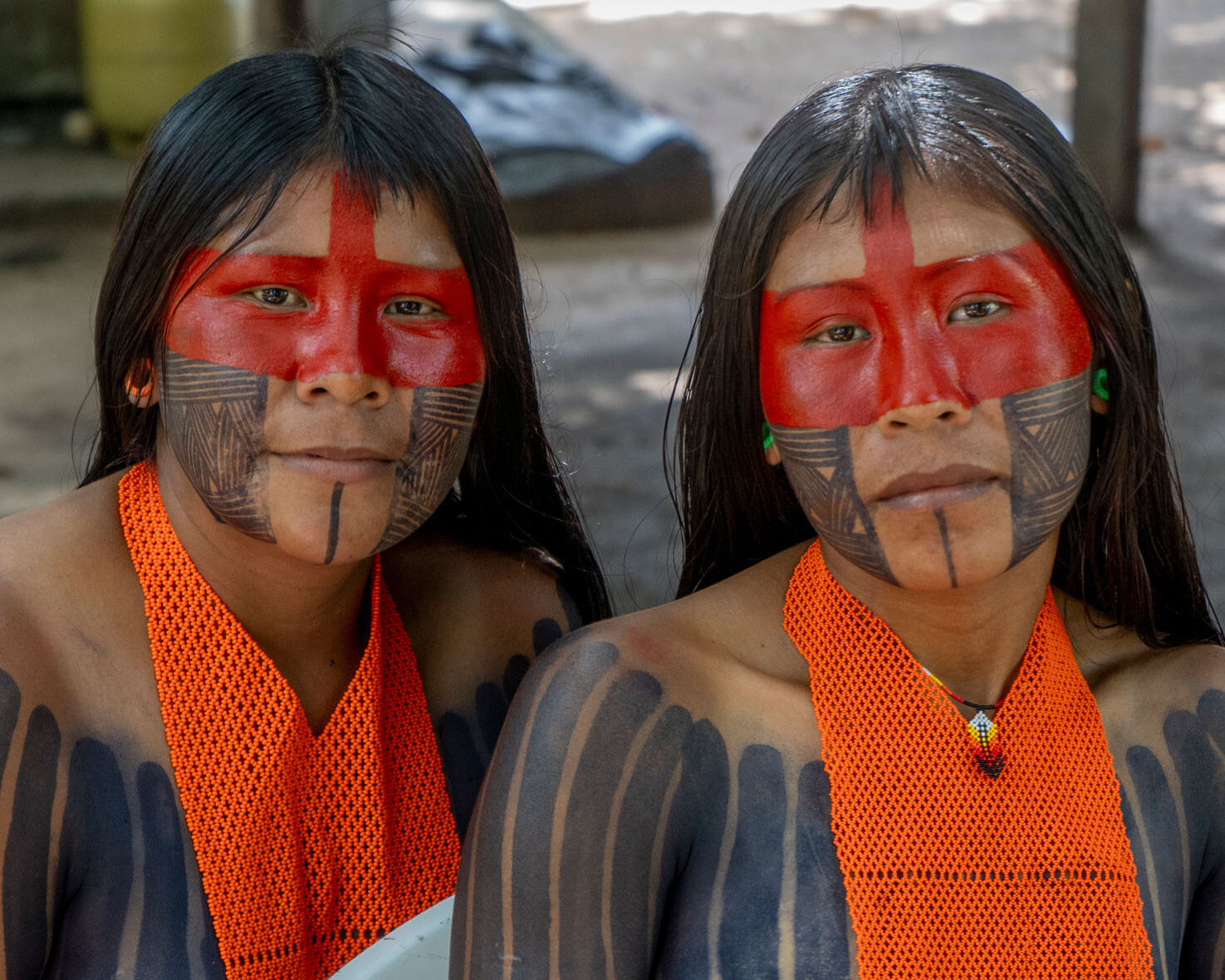 Close-up of Kayapo body paint patterns representing personal identity