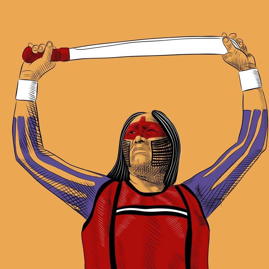 Portrait of Tuíre Kayapó, female Indigenous chief and Amazon defender